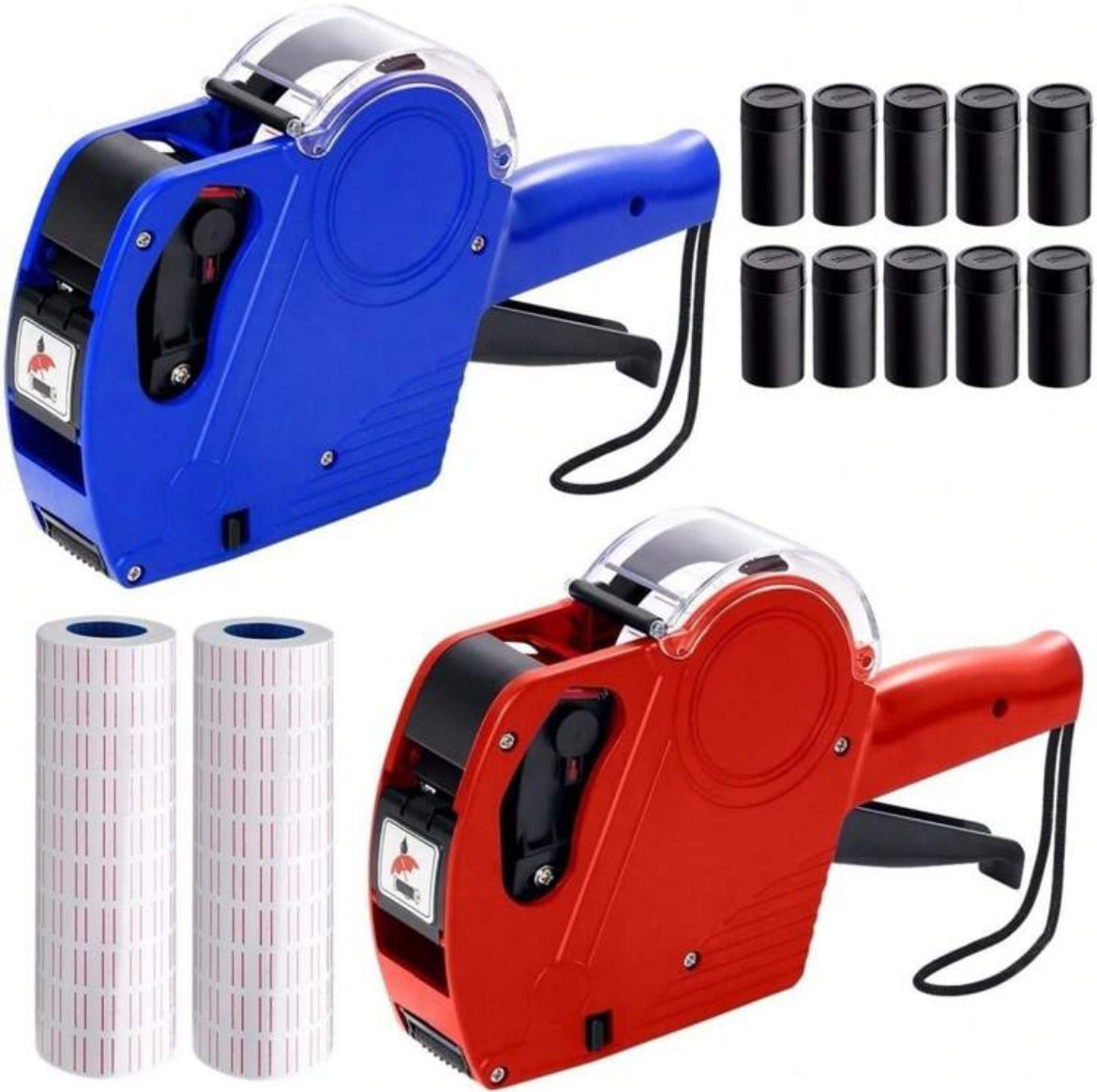 Pricing Gun + 11 Rolls of Labels + 2 Ink Refills - Red