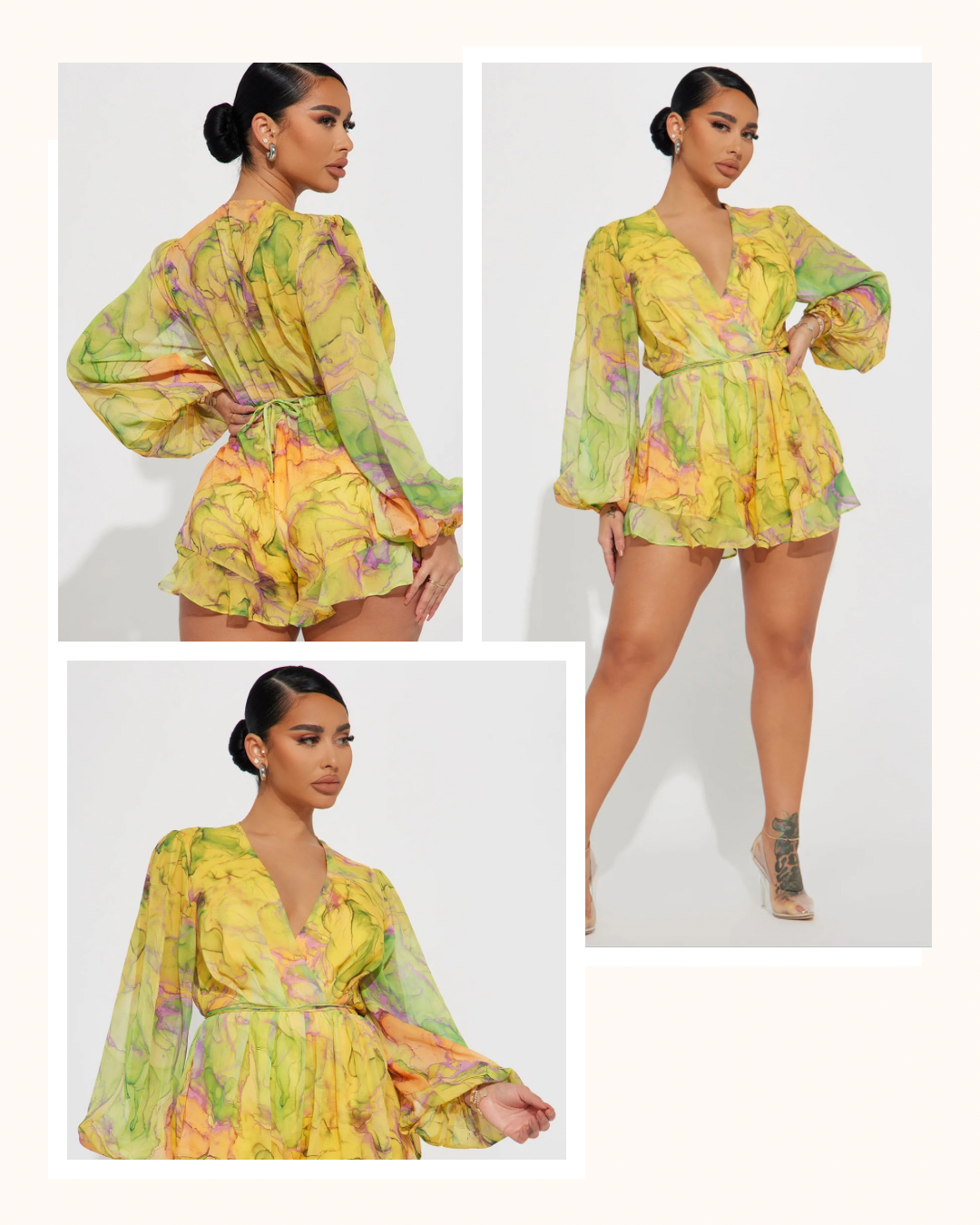 Yellow Chiffon Romper: Size Large (New)