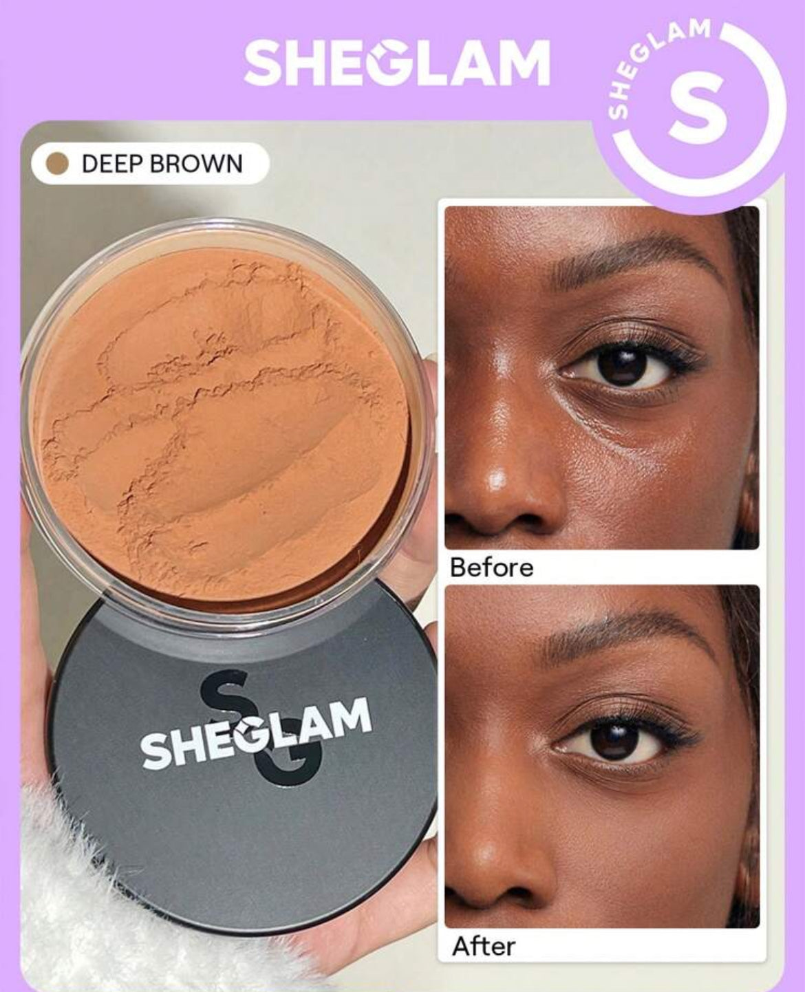 Setting Powder: SheGlam Baked Glow Setting Powder: Deep Brown