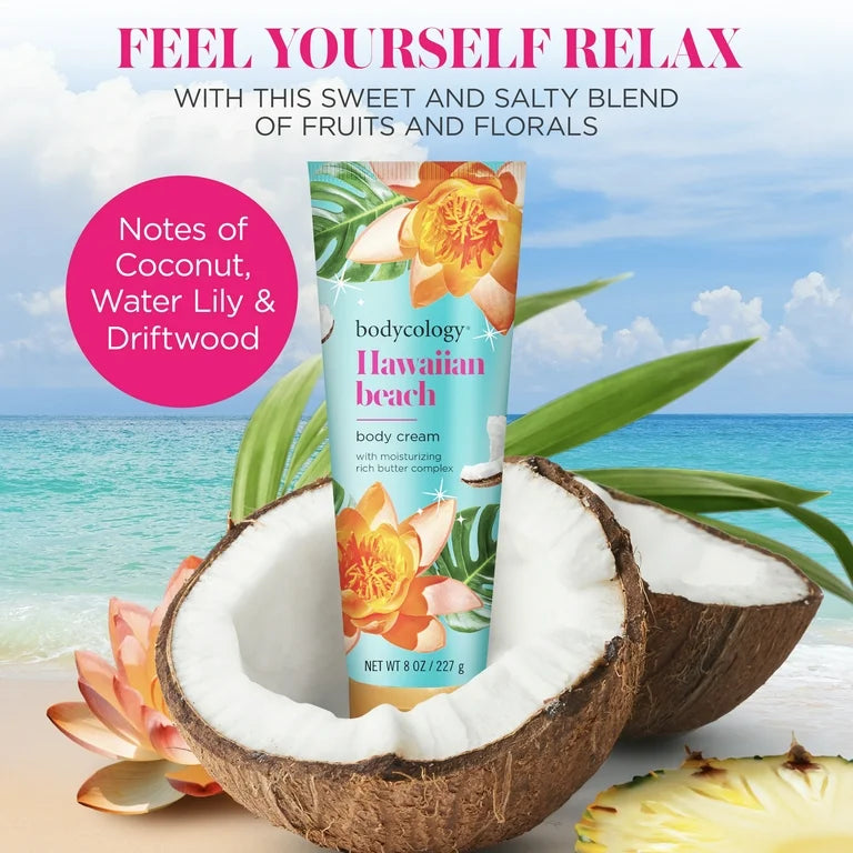Bodycology Fragrance Body Mist & Shea Butter Body Cream, Hawaiian Beach, 8 fl oz