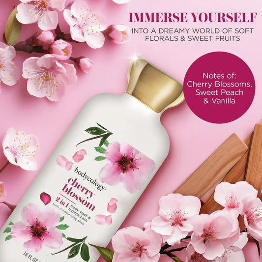 Bodycology 2 in 1 Body Wash & Bubble Bath, Cherry Blossom,16 fl.oz