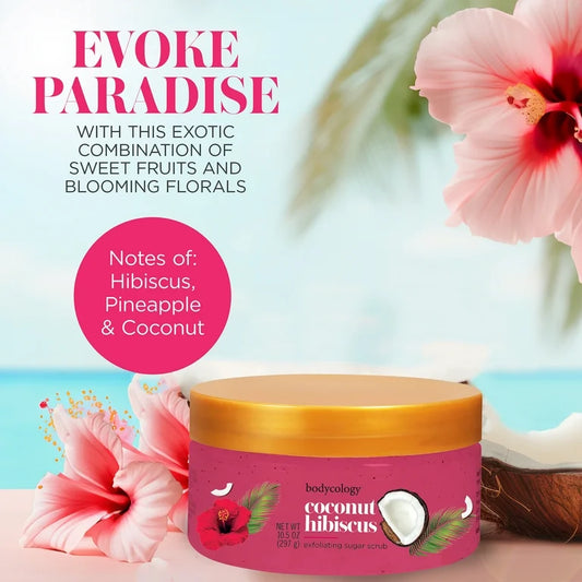 Bodycology Exfoliating Sugar Scrub, Coconut Hibiscus, 10.5 oz